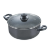 Prestige Omega Deluxe Granite Non-stick Round Base Sauce Pan with Glass Lid (Black)26cm